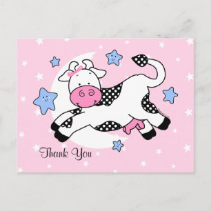 Cow Over Moon Baby Thank You Postcard