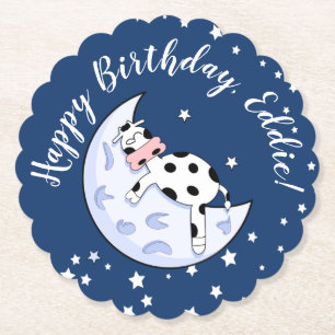 Cow Over the Moon  Paper Coaster