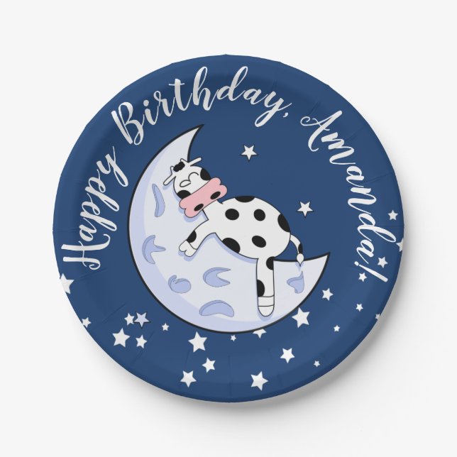 Cow Over the Moon Paper Plate (Front)