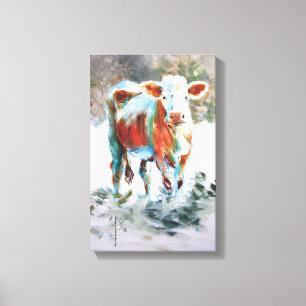 Cow Painting with dramatic unusual colours Canvas Print