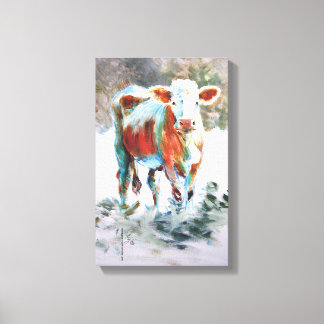 Cow Painting with dramatic unusual colours Canvas Print