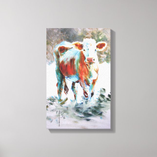 Cow Painting with dramatic unusual colours Canvas Print (Front)