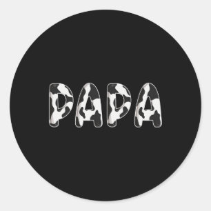 Cow Papa Birthday Family Matching Fathers Day Boy  Classic Round Sticker