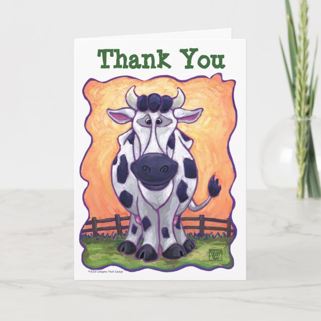 Cow Party Centre Thank You Card (Front)