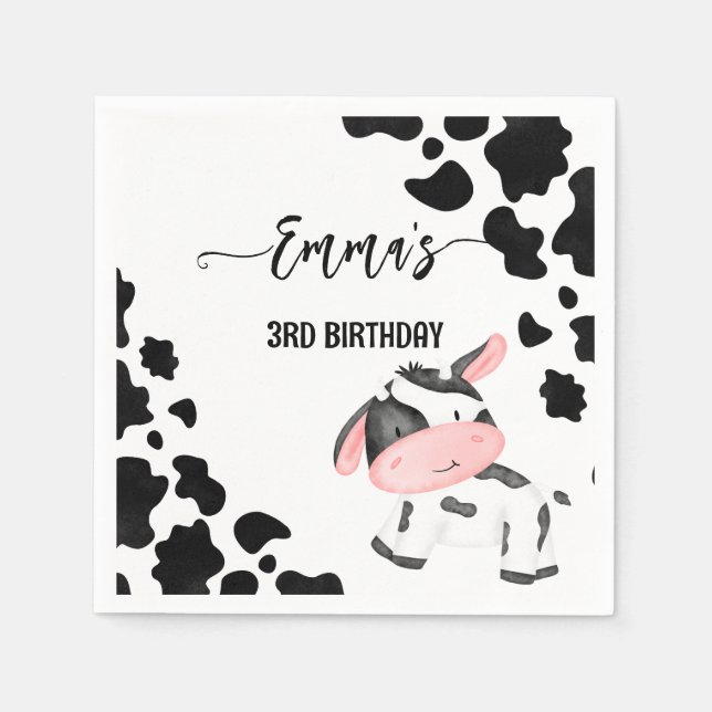 Cow party tableware cow pattern personalised napkin (Front)