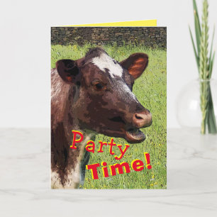 Cow Party time Birthday card