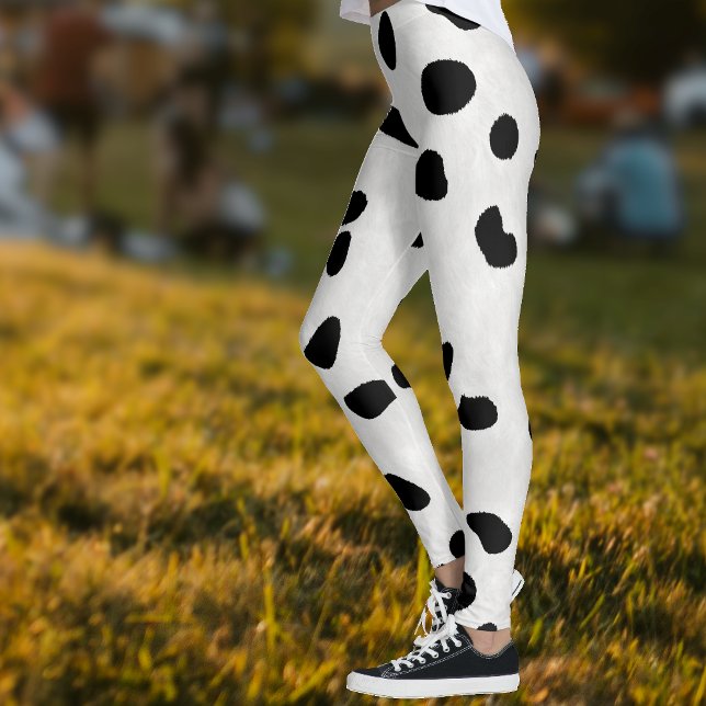 Cow Patches - Black on White Coat Cowhide Look Leggings (Creator Uploaded)