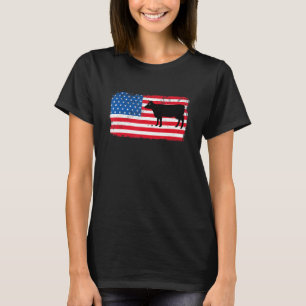 Cow  Patriotic Usa Flag Animal  Dairy 4 July T-Shirt