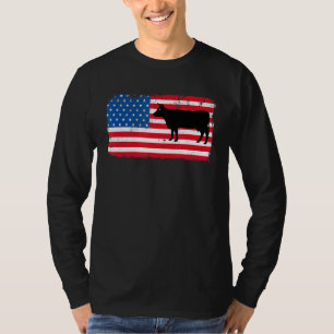 Cow Patriotic Usa Flag Farm Animal Dairy 4 July T-Shirt