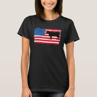 Cow  Patriotic Usa Flag Farm Animal  Dairy 4 July T-Shirt