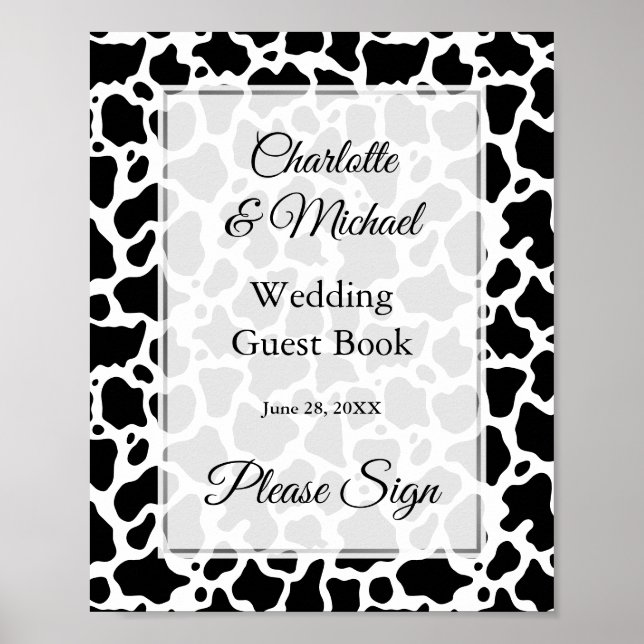 Cow Pattern Background Guest Book Sign Poster (Front)