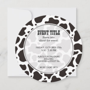 Cow pattern background Round Invitation