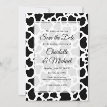 Cow Pattern Background Save the Date Announcement