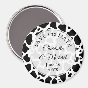 Cow Pattern Background Save the Date Magnet