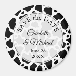 Cow Pattern Background Save the Date Magnet