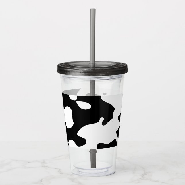 Cow Pattern Black and White Acrylic Tumbler (Front)