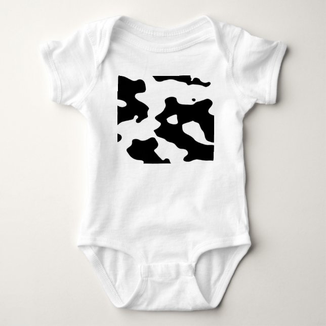 Cow Pattern Black and White Baby Bodysuit (Front)
