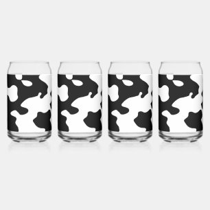 Cow Pattern Black and White Can Glass