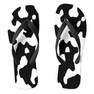 Cow Pattern Black and White Flip Flops