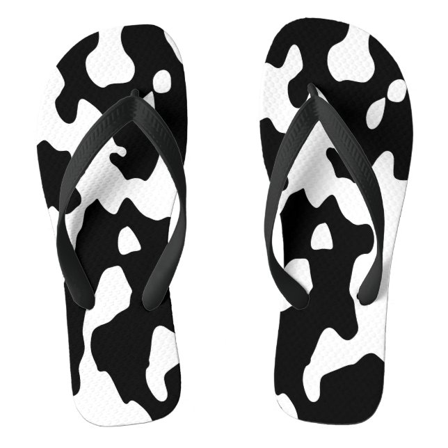 Cow Pattern Black and White Flip Flops (Footbed)