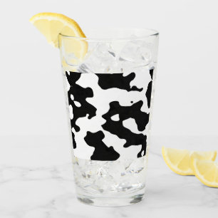 Cow Pattern Black and White Glass