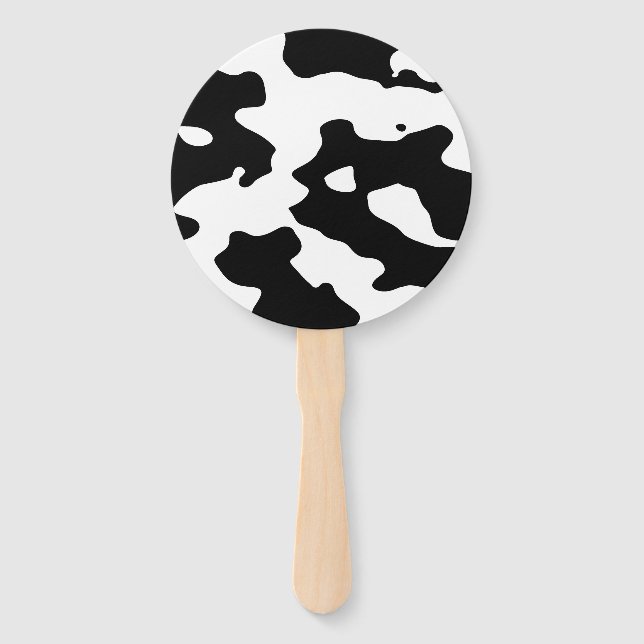 Cow Pattern Black and White Hand Fan (Front)