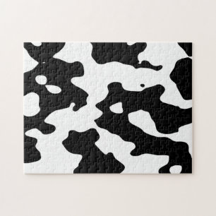 Cow Pattern Black and White Jigsaw Puzzle