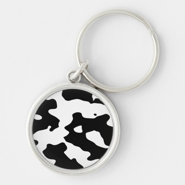 Cow Pattern Black and White Key Ring (Front)
