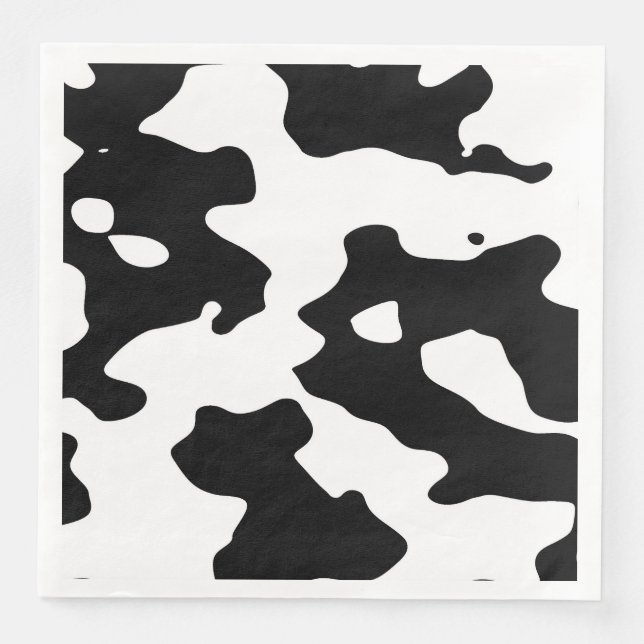 Cow Pattern Black and White Napkin (Front)