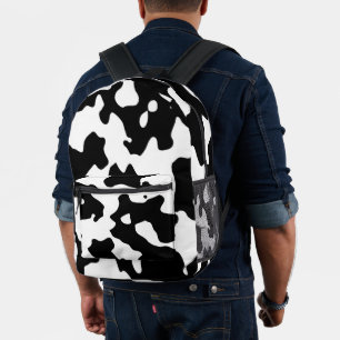 Cow Pattern Black and White Printed Backpack