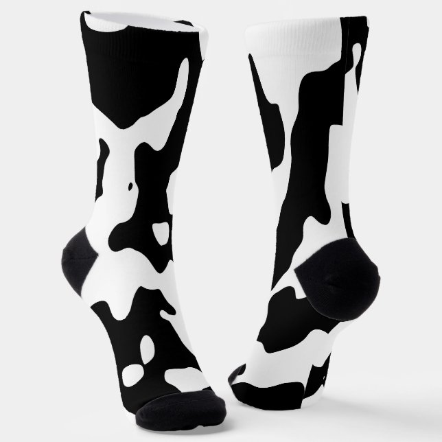 Cow Pattern Black and White  Socks (Angled)