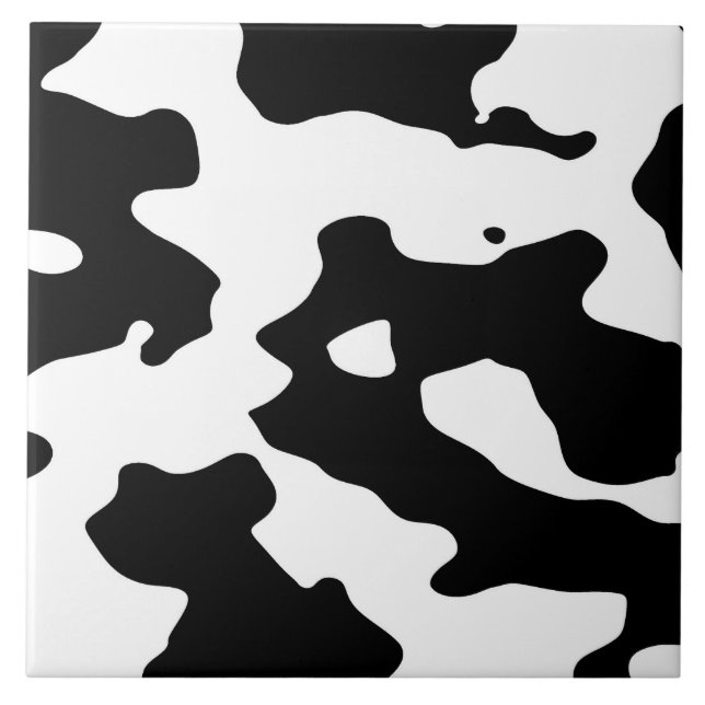 Cow Pattern Black and White Tile (Front)