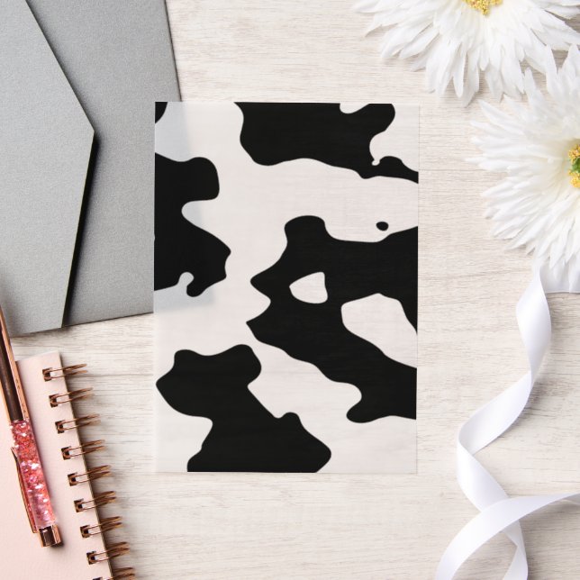 Cow Pattern Black and White  Vellum Invitations (Wedding)