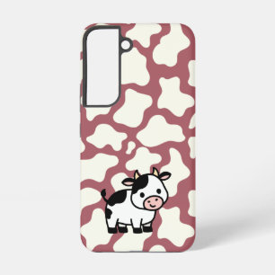 Cow Pattern in White on Red with Cow Samsung Galaxy Case