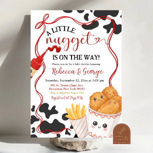 Cow Pattern Nugget Fast Food Theme Baby Shower Invitation