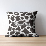 Cow Pattern Throw Pillow<br><div class="desc">Black seamless cow pattern. Custom background colour. Custom text on both sides.</div>