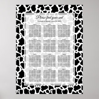 Cow Pattern Wedding Seating Chart Poster