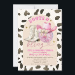 Cow Pattern Western Boots and Bling Birthday  Invitation<br><div class="desc">Cow Pattern Western Boots and Bling Birthday</div>