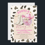 Cow Pattern Western Boots and Bling Birthday  Invitation<br><div class="desc">Cow Pattern Western Boots and Bling Birthday</div>