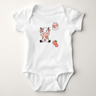 Cow Peach Milk Kawaii Japanese Peach Cows Baby Bodysuit