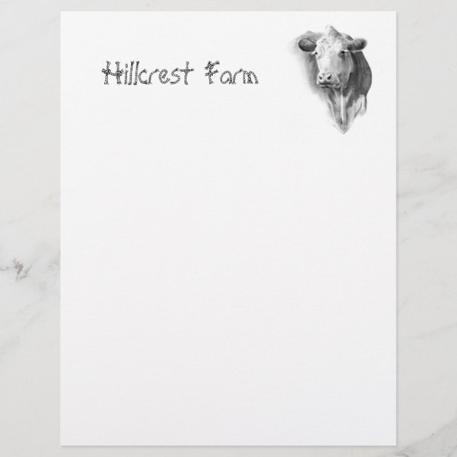 COW: PENCIL: FARM: LETTERHEAD (Front)