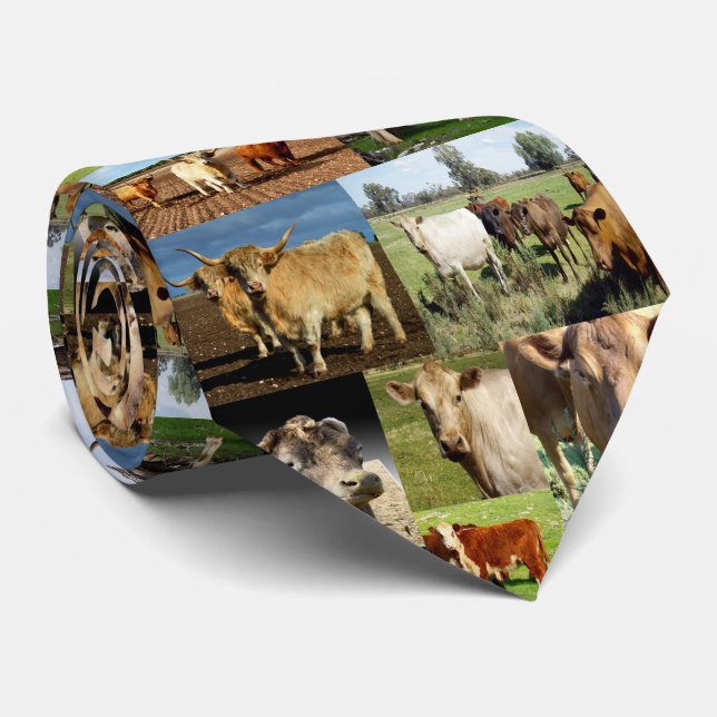Cow Photo Collage, Tie (Rolled)
