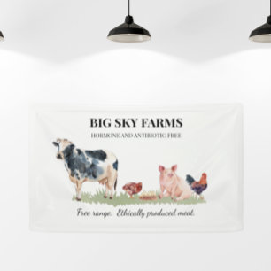 Cow Pig Animal Farming Farm Watercolor   Banner