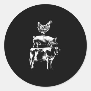Cow Pig Chicken Farm Animal Gift Classic Round Sticker