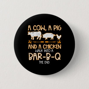 Cow Pig Chicken Walk R B Q Bbq Rbecue Grilling Men 6 Cm Round Badge