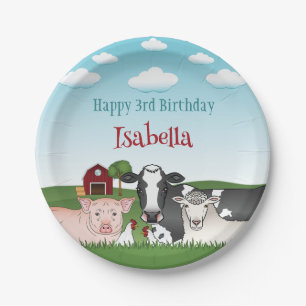 Cow Pig Sheep Chickens Farm Animals Farm Birthday Paper Plate