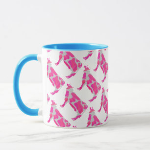 Cow Pink and White Silhouette Mug