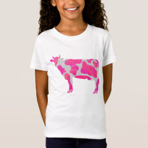 Cow Pink and White Silhouette T-Shirt