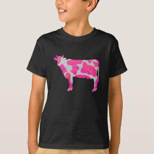 Cow Pink and White Silhouette T-Shirt