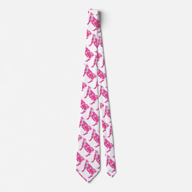 Cow Pink and White Silhouette Tie (Front)